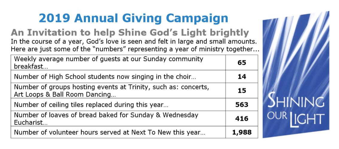 Shining Our Light 2020 Pledge Card Trinity Episcopal